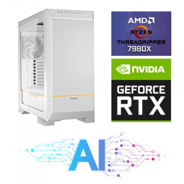 AI Configuration with AMD Ryzen Threadripper 7980X, NVIDIA RTX 4090, 128GB RAM, 6TB SSD