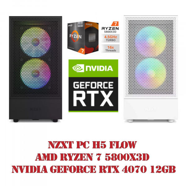NZXT PC H5 FLOW | AMD RYZEN 7 5800X3D | NVIDIA GEFORCE RTX 4070 12GB