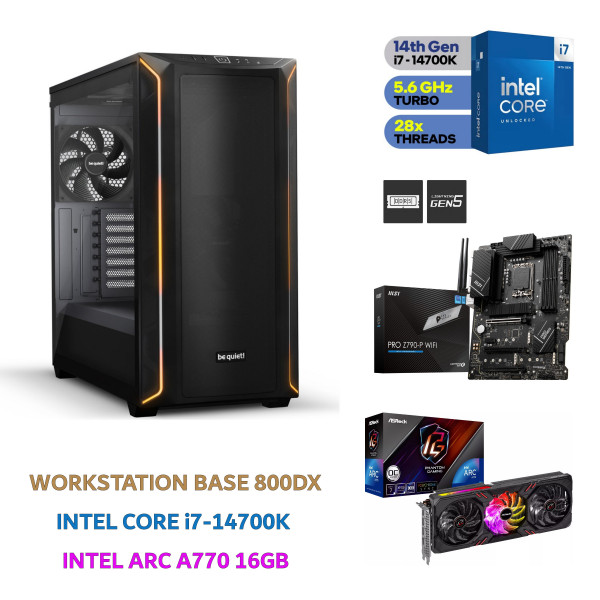 WORKSTATION BASE 800DX | INTEL CORE i7-14700K | INTEL ARC A770 16GB