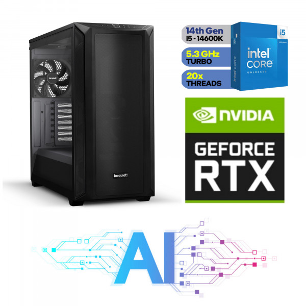 AI-Konfiguration mit Intel Core i5-14600K, NVIDIA RTX 4070 SUPER, 32GB RAM, 2TB SSD, ELITE RGB 360