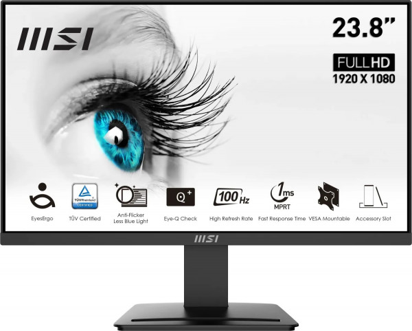 MSI PRO MP2412DE, LED-Monitor (60 cm (24 Zoll), schwarz, FullHD, AMD Free-Sync, HDMI, 100Hz Panel)